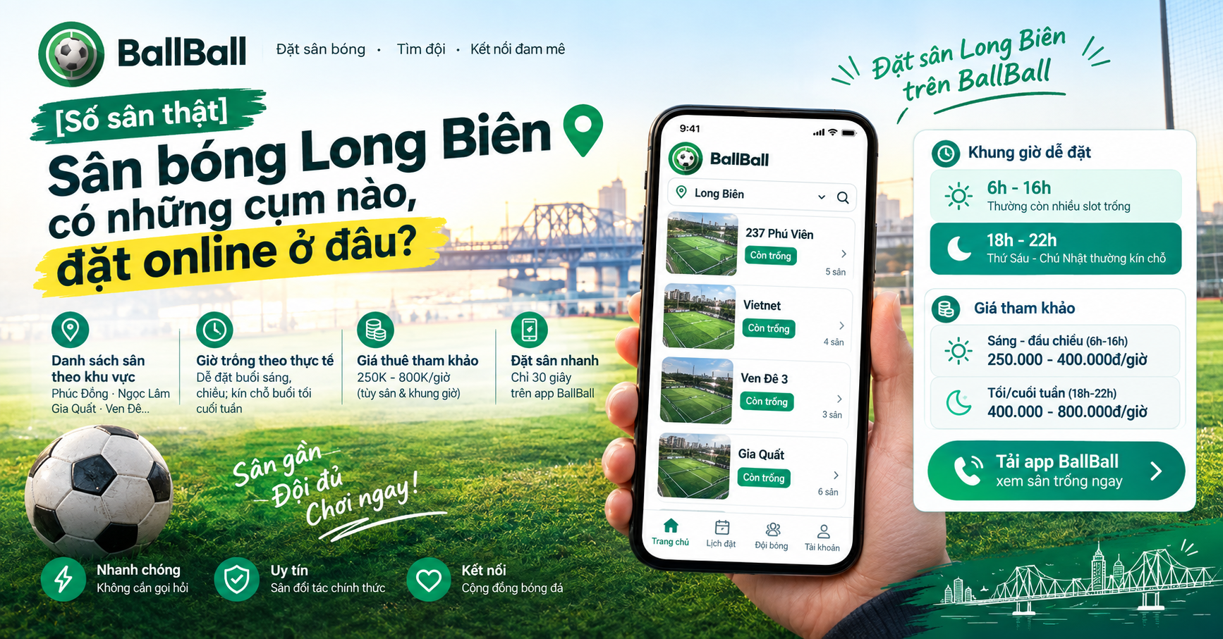 Sân Bóng Mini Long Biên Còn Chỗ Cuối Tuần Này — Đặt Online 30 Giây