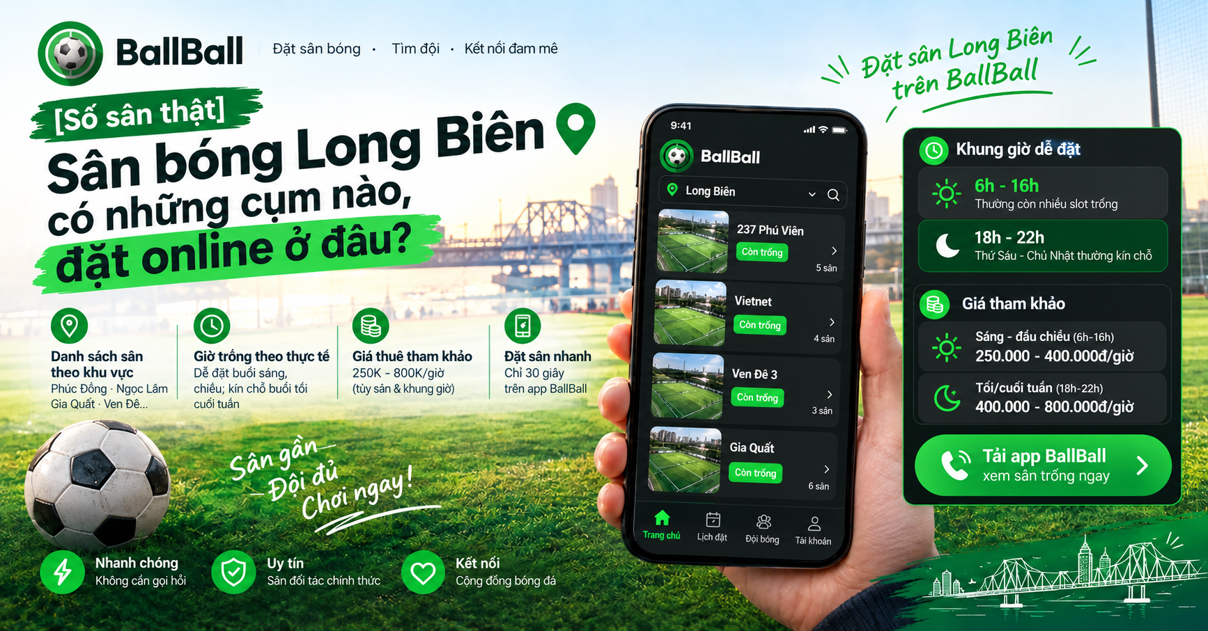 Sân Bóng Mini Long Biên Còn Chỗ Cuối Tuần Này — Đặt Online 30 Giây